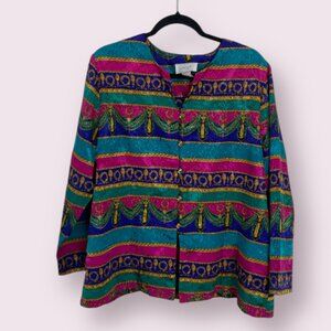⭐️ Vintage Antique Tassel Print Chic Girly Artsy Classy Elegant Work Party Top